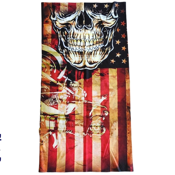 NEW Neck Biker Fashion Gaitor Bandana Biker Skull Flag - Picture 2 of 6